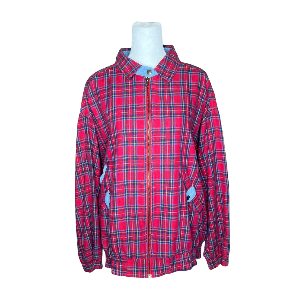 Vtg 90s Jantzen Tartan Plaid Harrington Jacket Classic Autumn Cabincore Academia